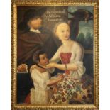 AFTER MIGUEL CABRERA, de espanol y albina', oil on canvas, 128cm x 97cm, in decorative gilt frame.