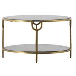 COCKTAIL TABLE, 1960s French style, gilt metal with marble top and under tier, 68cm x 68cm x 40cm.