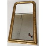 OVERMANTEL, 19th century French giltwood and gesso moulded, arched rectangular, bevelled mirror,