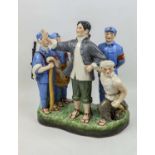 CHINESE PROPAGANDA CULTURAL REVOLUTION FIGURAL GROUP, 1960s ceramic in polychrome painted colours,