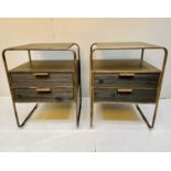 SIDE CHESTS, a pair, 61cm high, 45cm wide, 36cm deep, 1960s Danish style, each comprising two