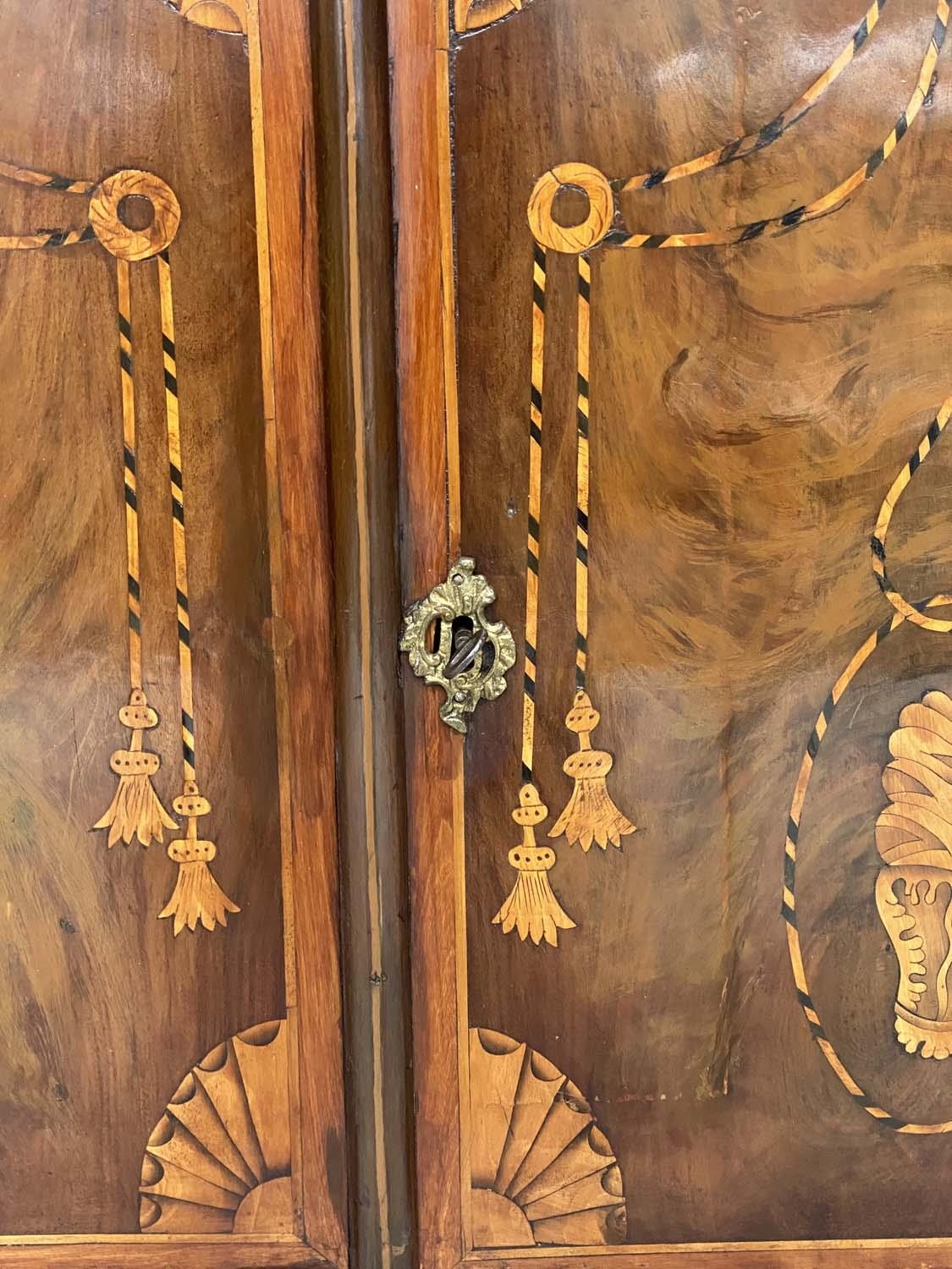 DUTCH SIDE CABINET, early 19th century Dutch mahogany and satinwood inlay with marble top, frieze - Image 5 of 6