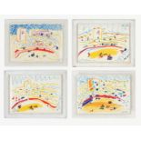 AFTER PABLO PICASSO, a set of four, off set lithographs, 26.5cm x 37cm, Toros, dated in the plate,