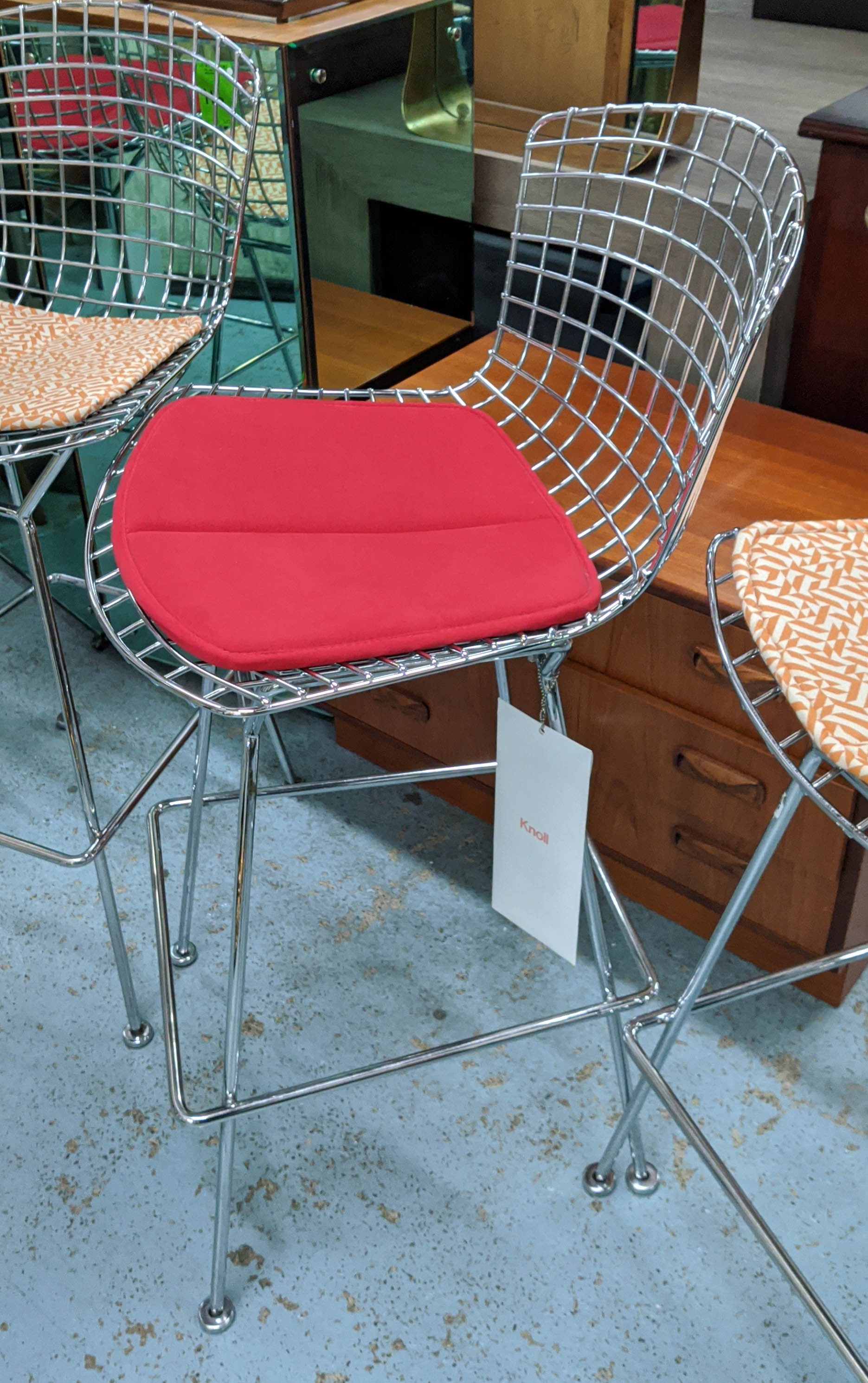 KNOLL BERTOIA BAR STOOLS, a set of four, by Harry Bertoia, 106cm H. (4) - Image 3 of 6