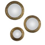 CONVEX WALL MIRRORS, a set of 6, contemporary bronzed frames, 27cm x 27cm x 3.5cm at largest. (6)