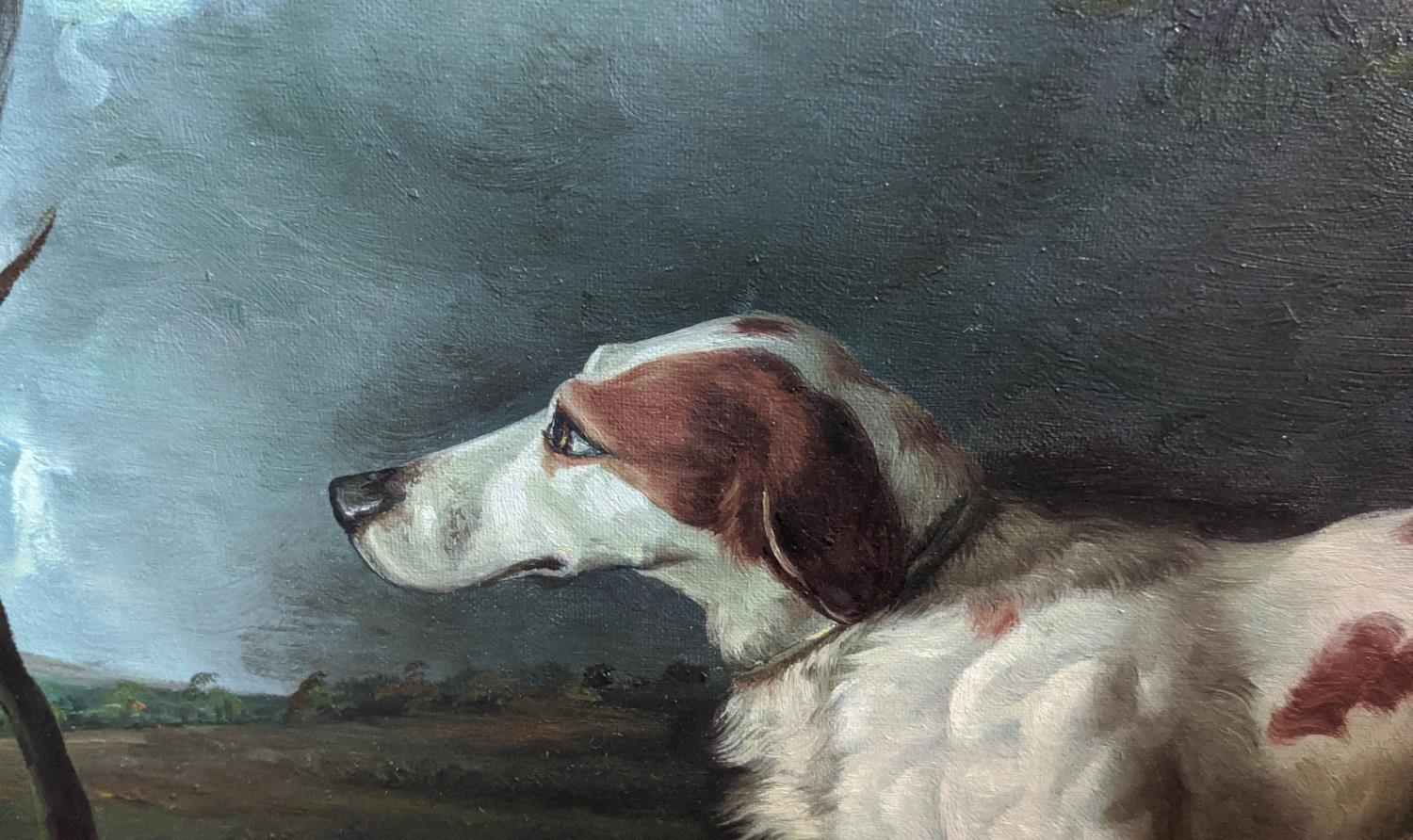 AFTER GEORGES STUBBS, Study of dog, oil on canvas, 50cm x 59cm, framed. - Image 2 of 4