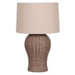 PAOLO MOSCHINO LARGE RATTAN URN TABLE LAMPS, a pair, with shades, 81cm H. (2)
