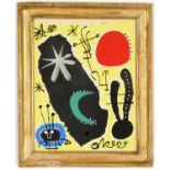 JOAN MIRO, abstract pochoir, plate signed, papier college-singed in the plate, printed printed by