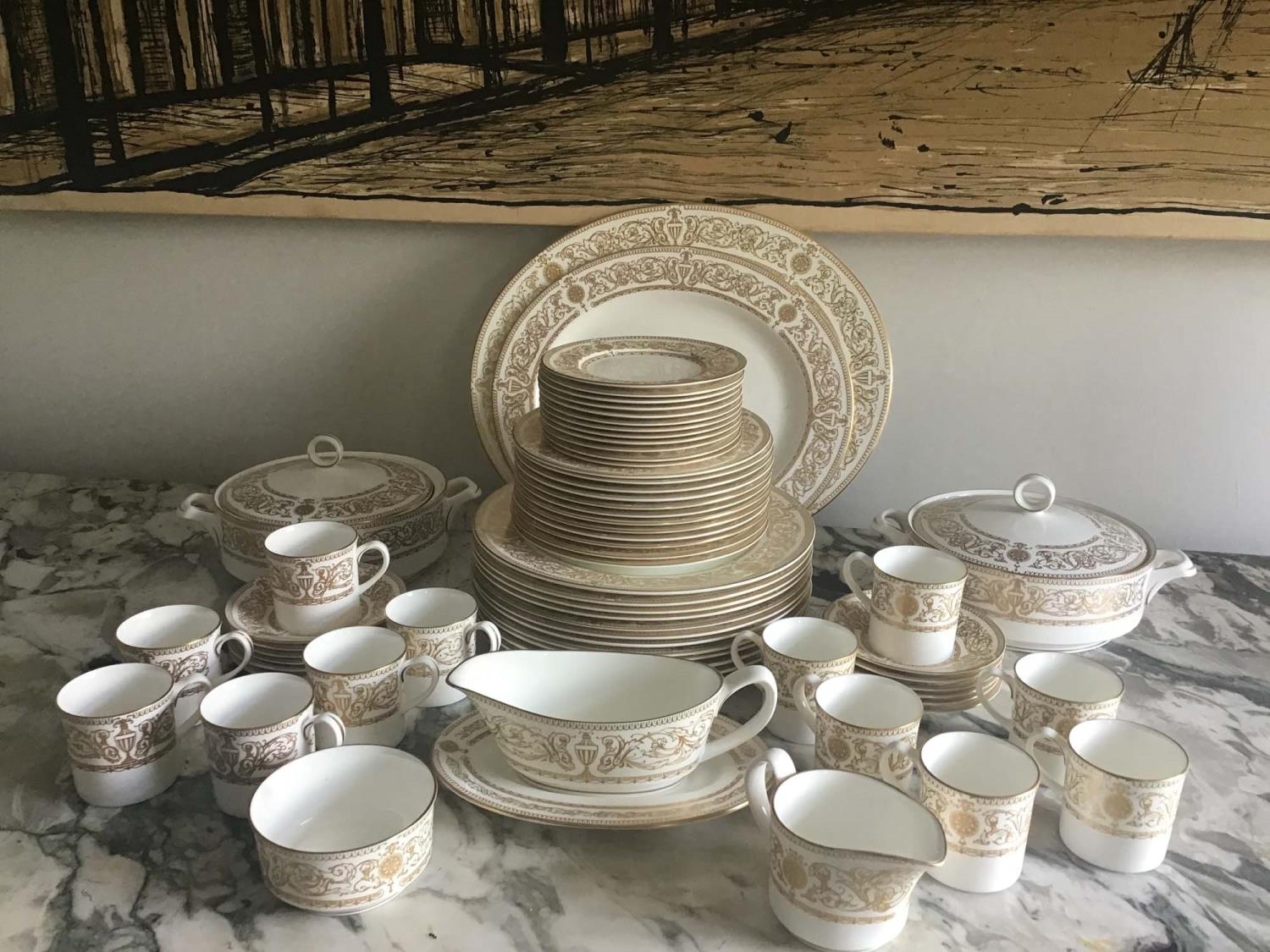 DINNER SERVICE, English fine bone china, Hyde park, 12 place, 5 piece settings, approx 68 pieces. (