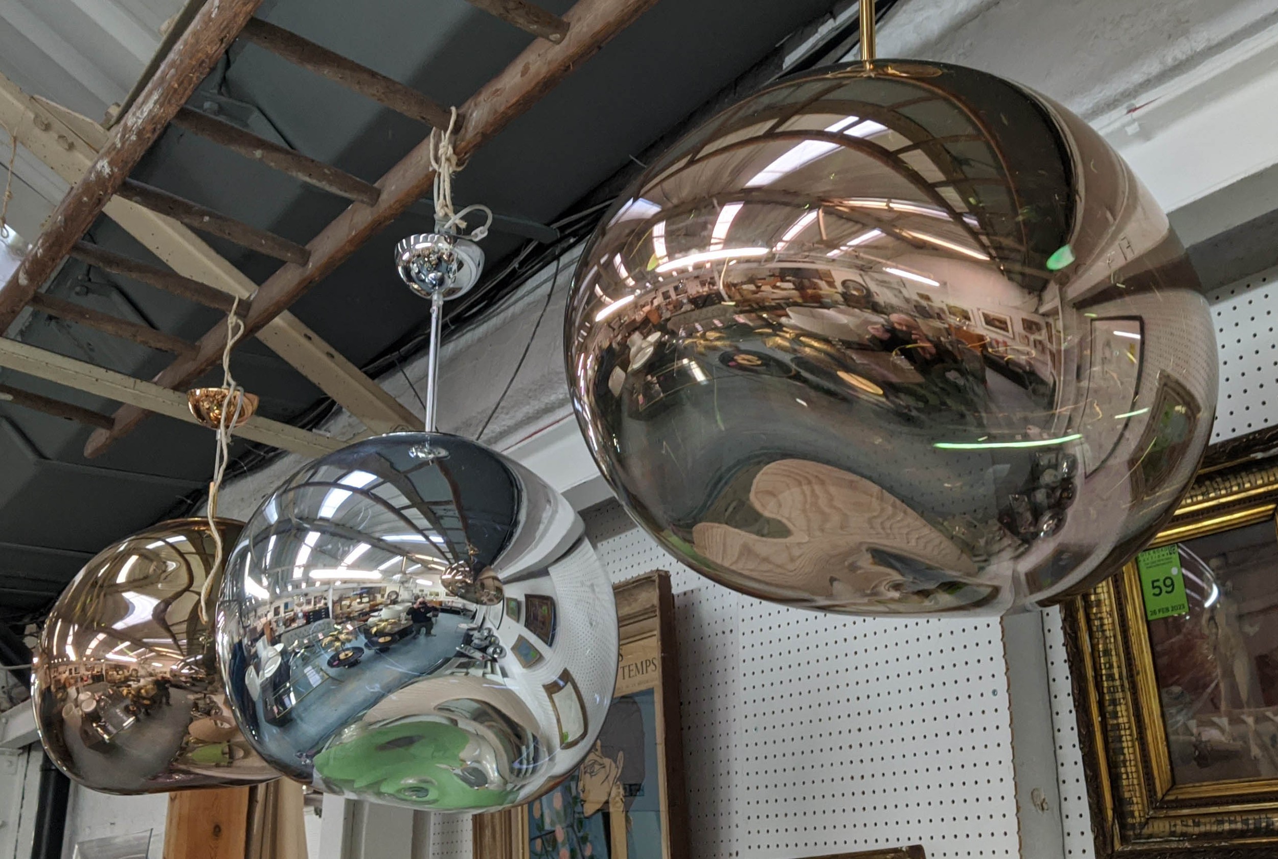 TOM DIXON MELT PENDANT LIGHTS BY TOM DIXON, two in copper, the other in grey, 70cm drop. (3) - Image 2 of 3
