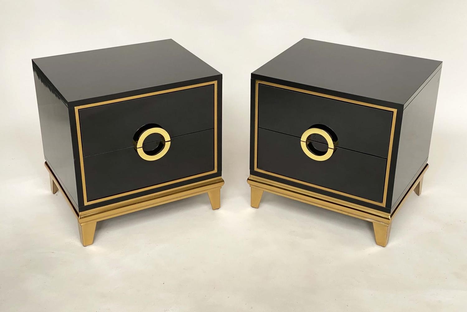 CRAIGSVILLE SIDE CHESTS, a pair, lacquered and gilt each with two drawers, 50cm x 40cm x 51cm H. (2) - Image 5 of 5