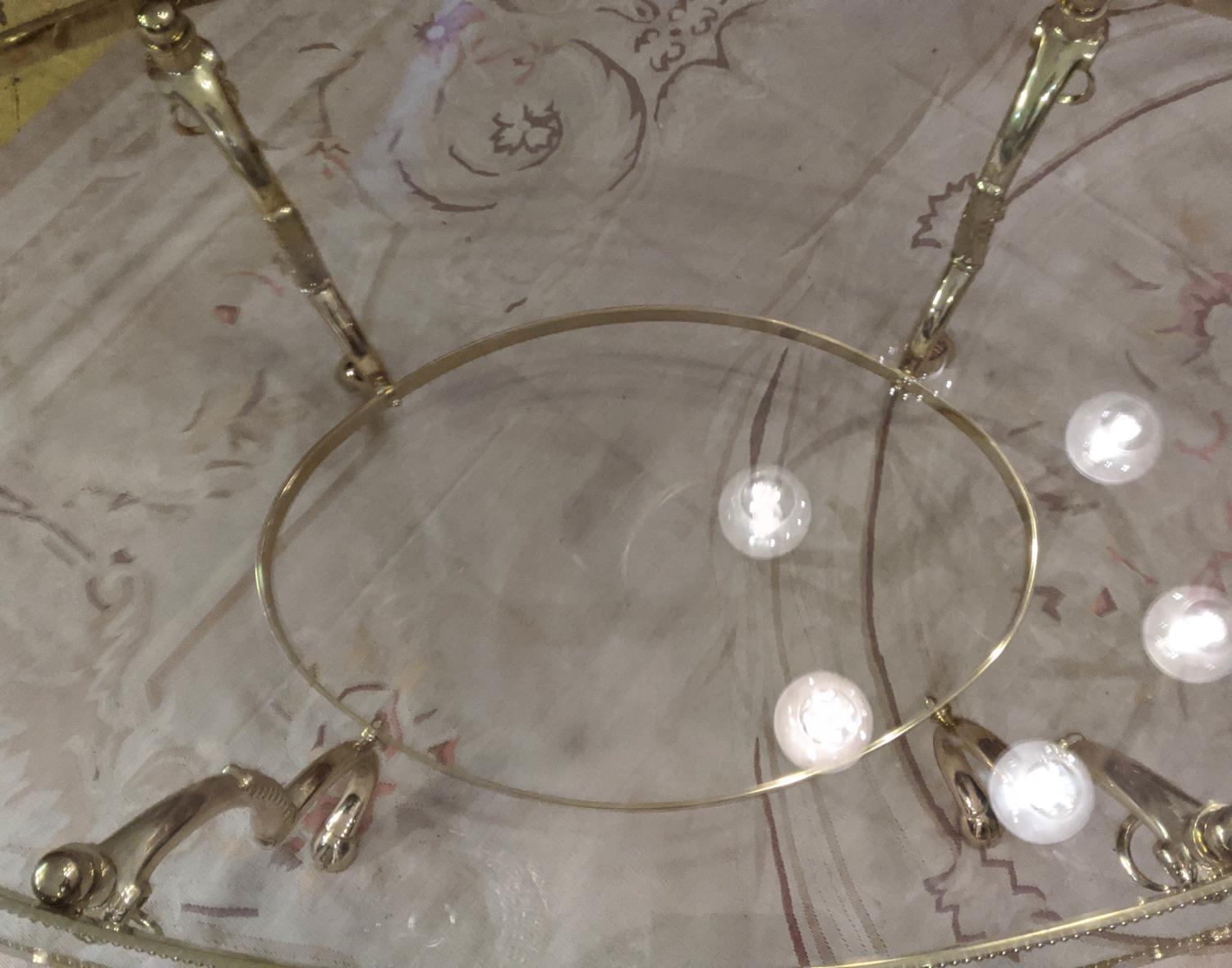 MAISON JANSEN STYLE COCKTAIL TABLE, rams head detail, gilt metal and glass, 126cm x 71cm x 51cm. - Image 5 of 5