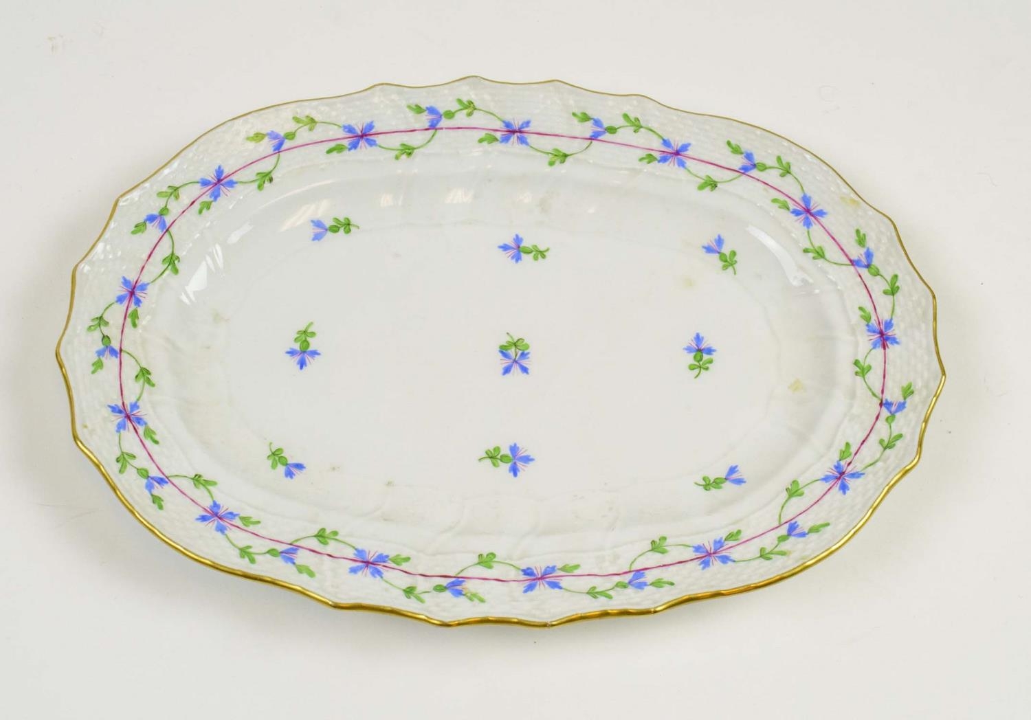 HEREND PART DINNER SERVICE, 'cornflower blue garland' pattern, including eight dinner plates, - Image 12 of 13