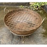 KADAI FIRE BOWL, Indian style design, on stand with grill 46cm x 60cm x 60cm.
