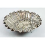 SILVER CLAMSHELL BOWL, Spanish 915 silver, Rococo style on griffin feet, 37cm x 37cm approx, 37oz.