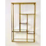 WALL ETAGERE, 100cm high, 60cm wide, 20cm deep, 1960s French style, mirrored glass shelves, gilt