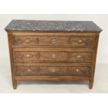 COMMODE, 18th century French provincial Louis XVI oak with St Annes variegated grey marble top above