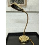 SWAN NECK DESK LAMP, 65cm at tallest, Art Deco style, gilt metal.