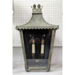 RICHARD TAYLOR VERDIGRIS REGENCY WALL HALF LANTERN, 60cm x 34cm x 17cm.