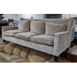 SOFA, contemporary feather filled design, umber velvet upholstered, 230cm W.