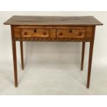 SIDE TABLE, early 19th century Italian walnut, rosewood and satinwood, rectangular with two drawers,