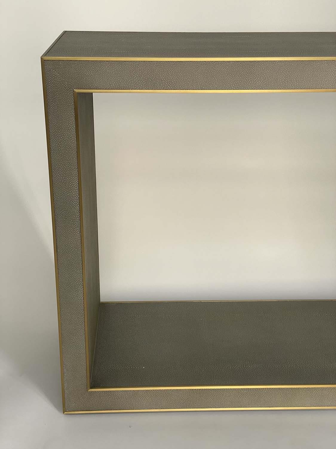 CONSOLE TABLE, faux shagreen with gilt accenting, 170cm W. - Image 7 of 7