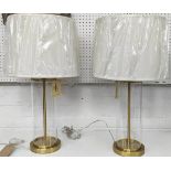 LAUREN RALPH LAUREN HOME TABLE LAMPS, a pair, with shades, slender design, glass with gilt metal