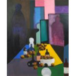 ADRIAN DOLAN, 'Still Life with Figures', oil on canvas, 127cm x 101cm. (Subject to ARR - see