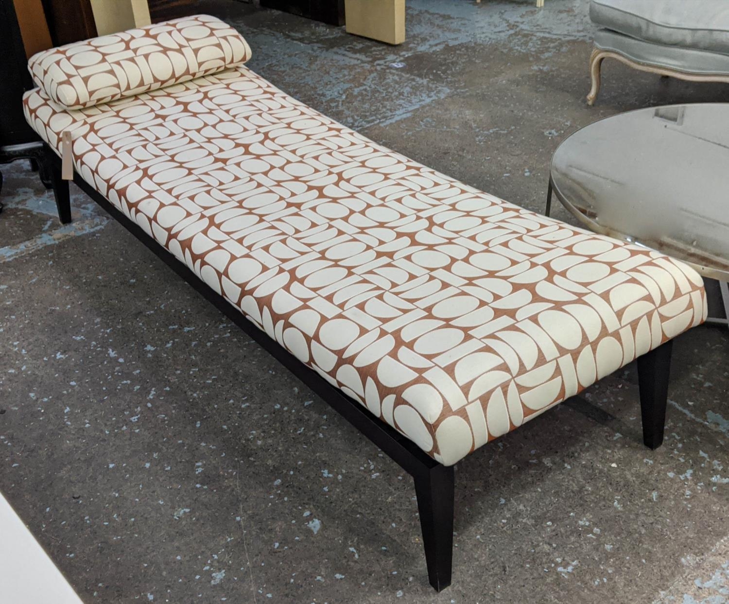 FENDI CASA CHAISE LOUNGE, in a later Lelievre Fjord fabric upholstery, 200cm x 70cm x 60cm.