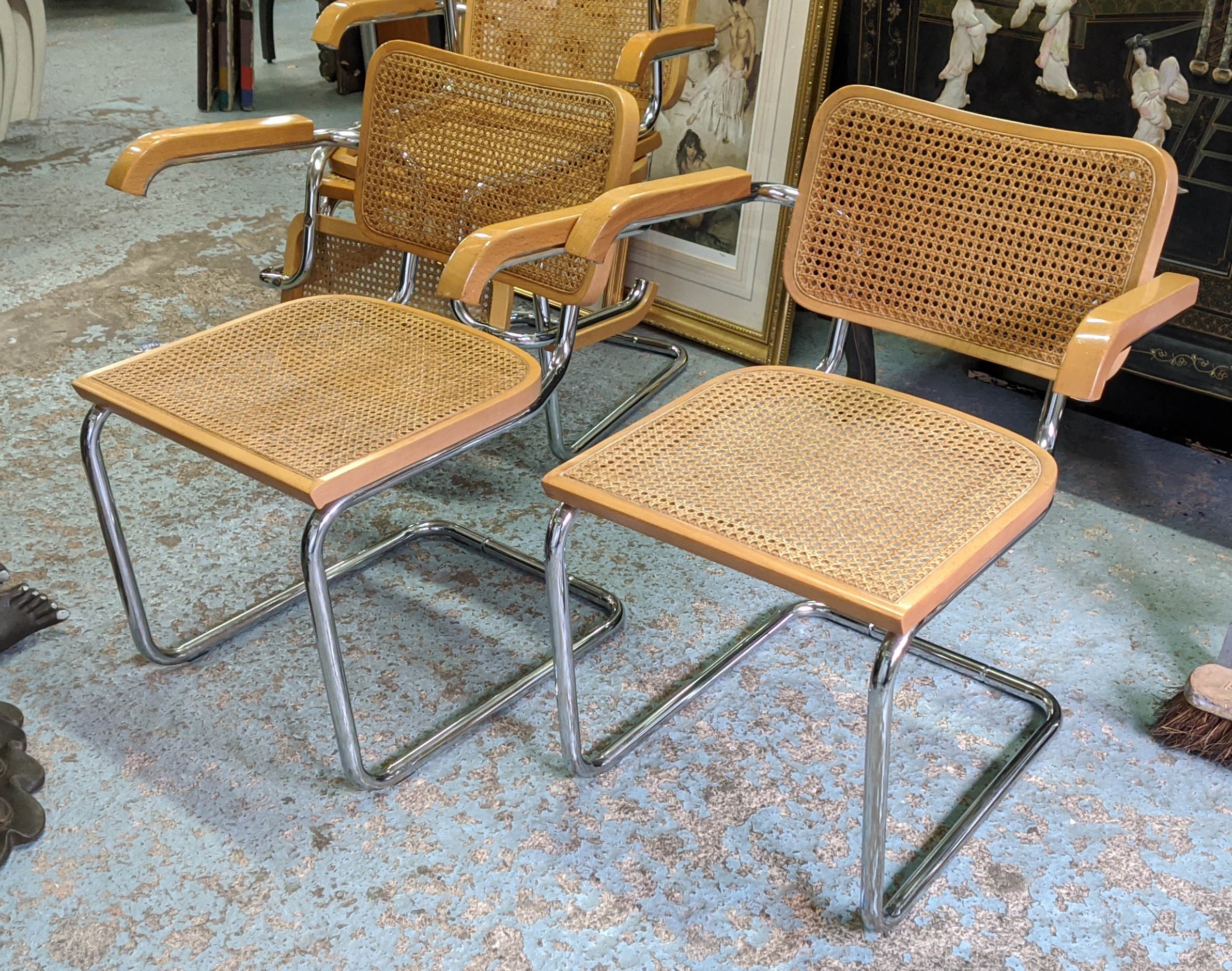 AFTER MARCEL BREUER CESA STYLE CHAIRS, a set of four, 79cm H. (4)