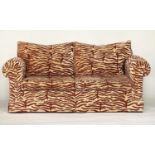 SOFA, Howard style terracotta patterned chenille velvet with feather filled seat and back