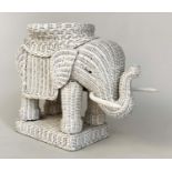INDIAN ELEPHANT, mid 20th century wicker woven, with 'vide-poche' raised top, 50cm H x 60cm W.