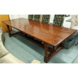 REFECTORY TABLE, Jacobean style, oak, plank top joined construction, the base with baluster turned