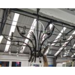 CHANDELIER, contemporary Italian style design, eight branch, perspex and glass with polished metal
