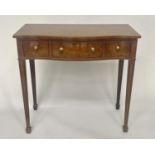 HALL TABLE, George III design burr walnut and crossbanded of serpentine outline with two frieze