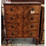 BEDSIDE CHEST, 61cm W x 77.5cm H x 46cm D early 20th century walnut with four drawers on short