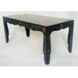 LOW TABLE, rectangular lacquered and gilt Chinoiserie polychrome decorated, 97cm x 44cm H x 50cm.