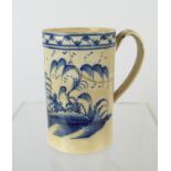TANKARD, chinoiserie blue and white pagoda decoration, 15cm H.