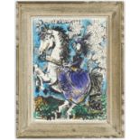 PABLO PICASSO, Woman on horseback, purple lithograph Toros suite, vintage French frame, 37cm x 26.