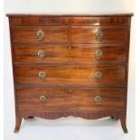 SCOTTISH HALL CHEST, early 19th century flame mahogany and ebony inlaid of adapted shallow