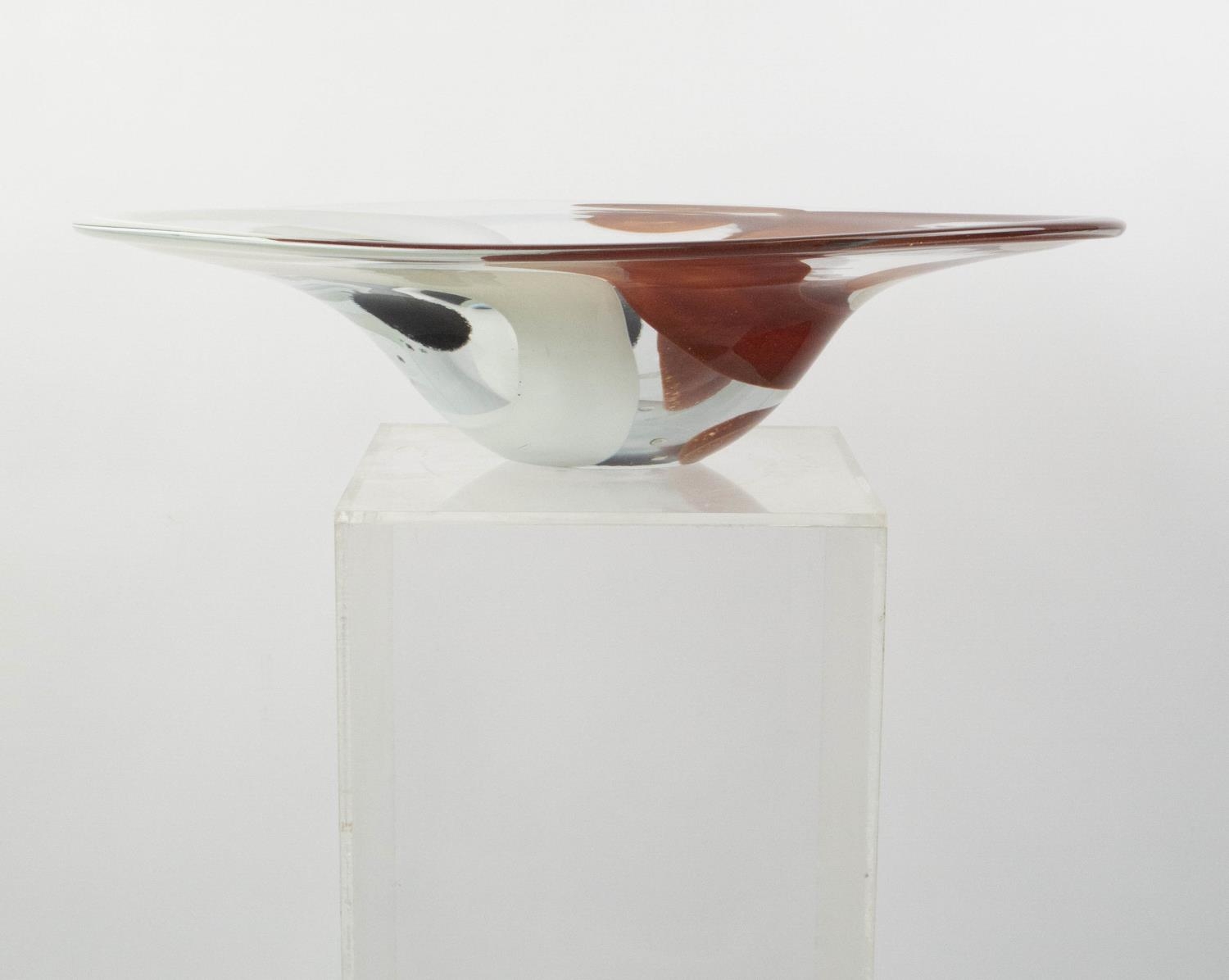 ART GLASS BOWL, late 20th century shaped with red, white and black design, 52cm L x 39cm W x 13cm H. - Image 2 of 8