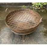 INDIAN STYLE KADAI FIRE BOWL, 47cm high, 64cm diameter, on stand.