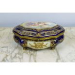 SERVES STYLE PORCELAIN BOX, late 19th century, by Chateau Des Tuileries, with cobalt blue ground and