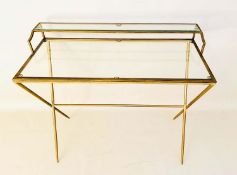 WRITING DESK, 87cm high, 95cm wide, 42cm deep, 1960s French style, glass ledge and top, gilt metal