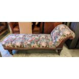 DAYBED, 80cm H x 190cm W x 65cm D, Victorian mahogany in floral upholstery.