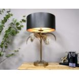 MAISON JANSEN STYLE PALM TREE TABLE LAMP, 74cm high, 45cm diameter, gilt metal, black shade.
