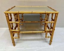 SIDE TABLE, 30cm x 37cm x 45cm, mirrored glass top, faux bamboo, gilt metal frame.
