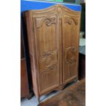 ARMOIRE, 123cm W x 207cm H x 49cm D, 18th century French, pine carved panelled doors.