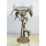 CENTREPIECE, Elkington and Co style, silvered metal with a giraffe under palm trees and central