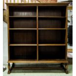 SWISS OPEN BOOKCASE, 147cm x 39cm x 170cm, 20th century walnut with adjustable shelves.